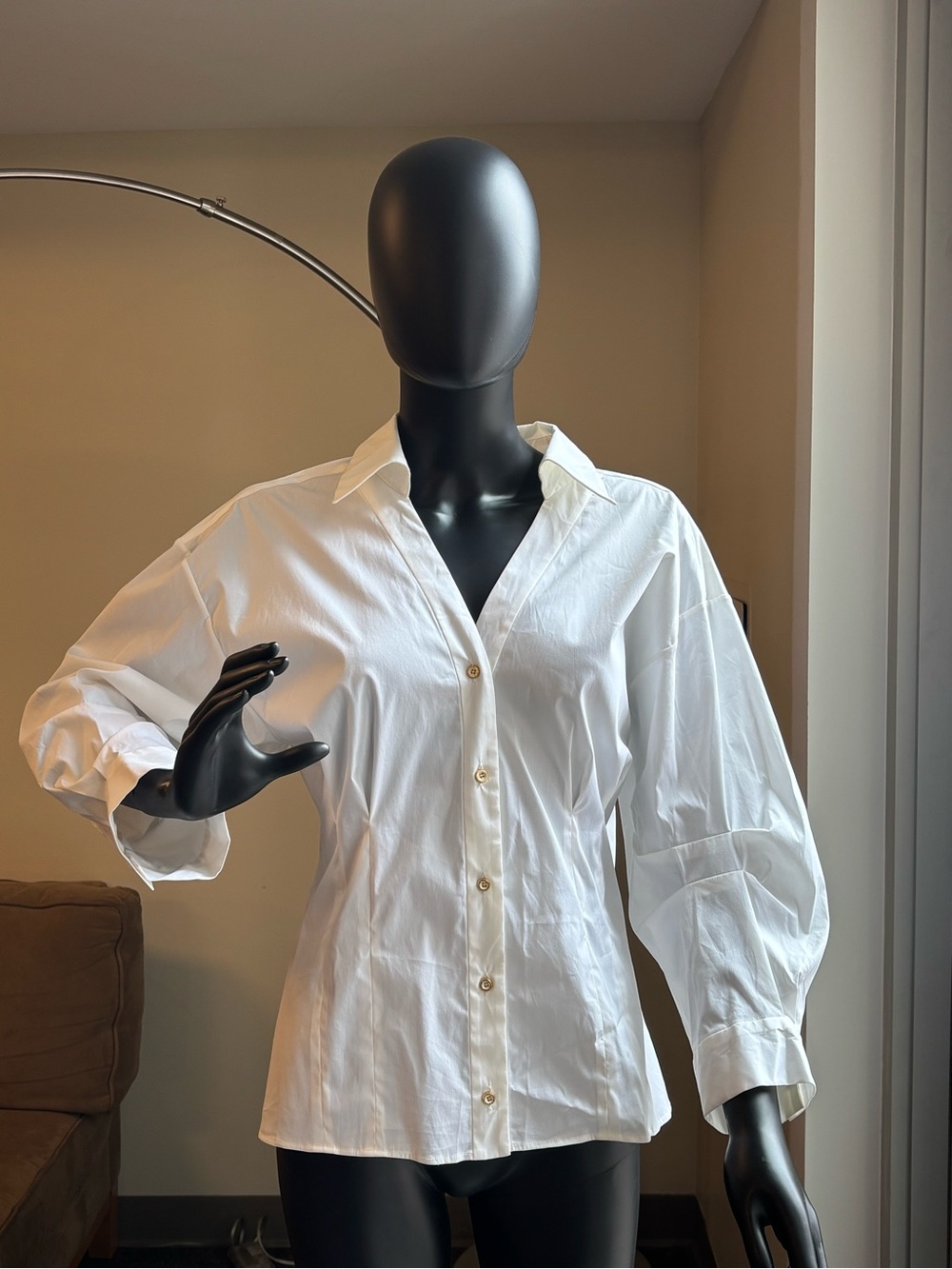 Oscar de la Renta White Button Down Shirt Long Sleeve Blouse